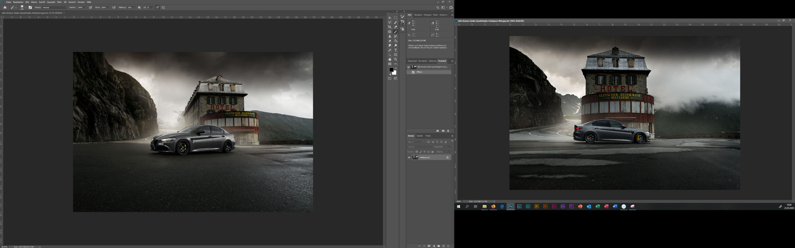 Bildbearbeitung in Photoshop auf 2 Monitoren von Eizo.