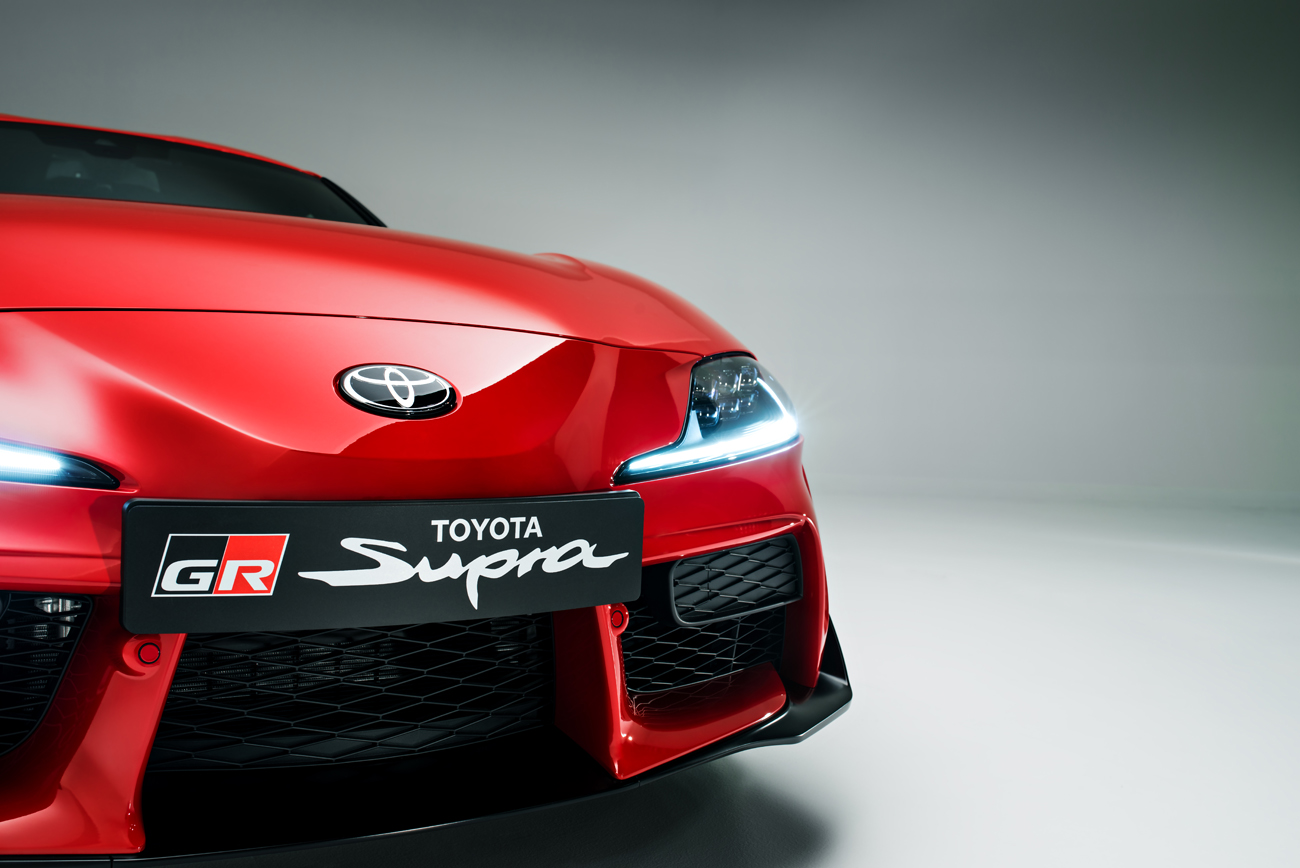 Detailaufnahme der neuen Supra. Toyota Supra im Studio fotografiert.