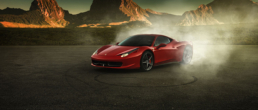 Beim Ferrari 458 wurde kein Polfilter verwendet. Autofotografie ohne Filter.