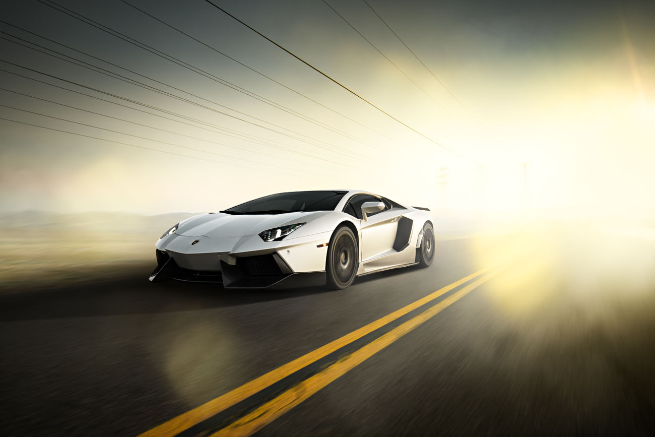 Erfolgreiche Auto Bilder auf Instagram von Autofotograf phPics. Der Lamborghini Aventador mit Vollgas.