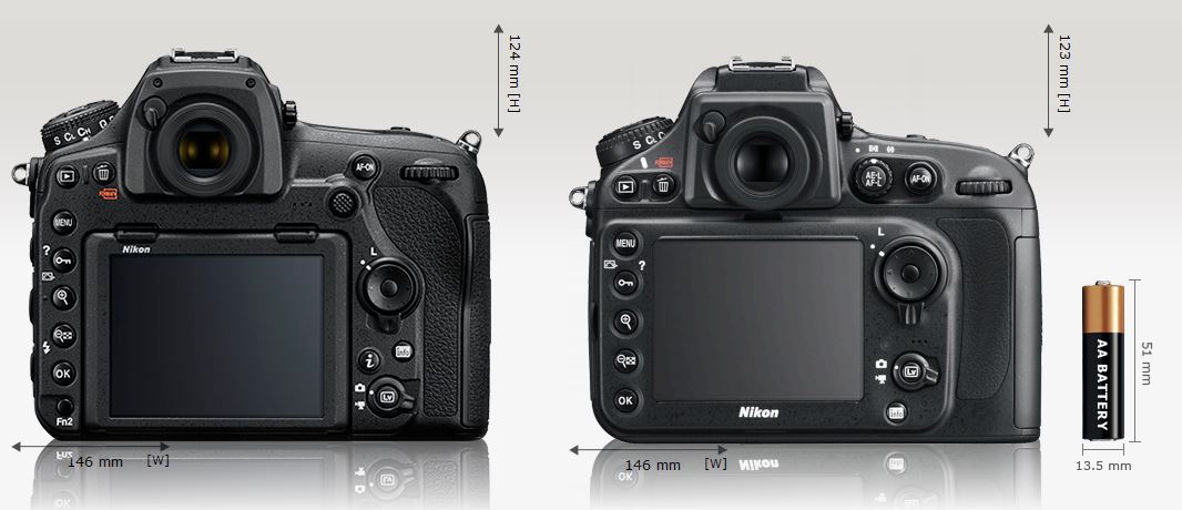 Die Rückseite im Vergleich. Nikon D850 gegen D800.