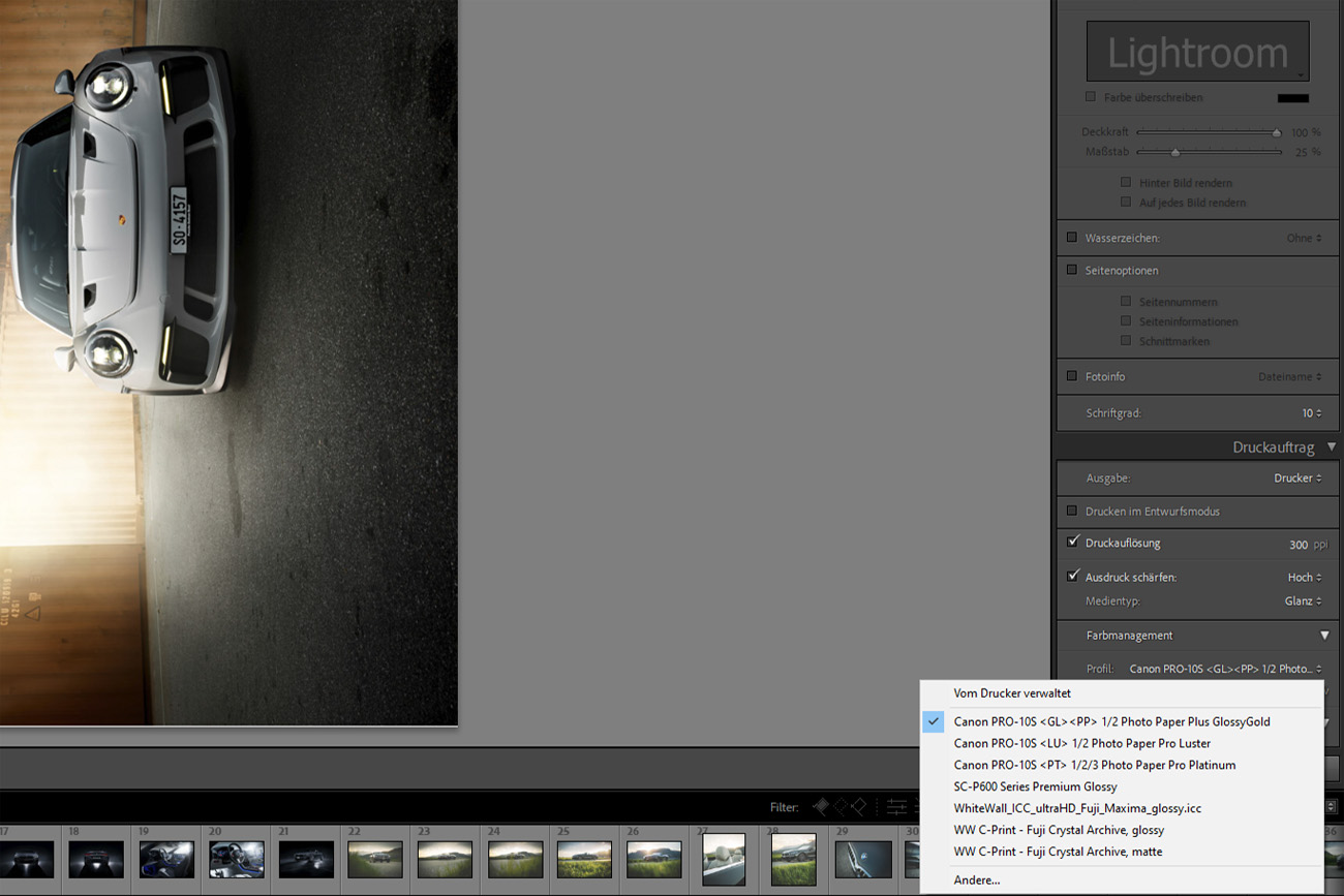 Farbmanagement bei Drucken aus Lightroom