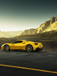 Der Ferrari wurde mit available Light fotografiert. Das natürliche Licht bei Tagesanbruch.