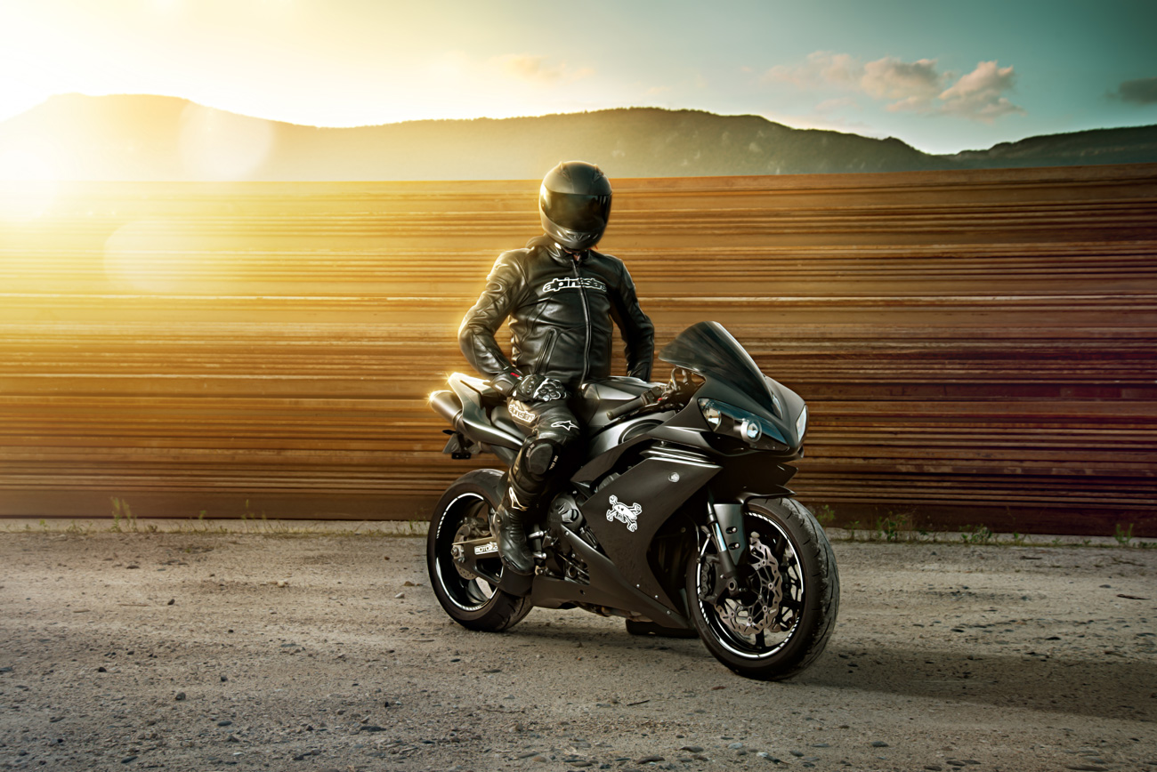 Fotoshooting mit Motorrad und Biker