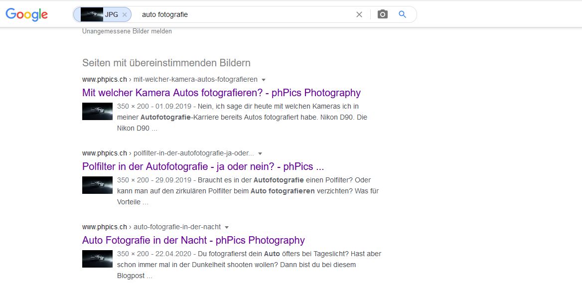 Mit der Google Bildersuche alffälligen Bilderdiebstahl erkennen.