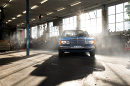 Der Mercedes W123 in labradorblau