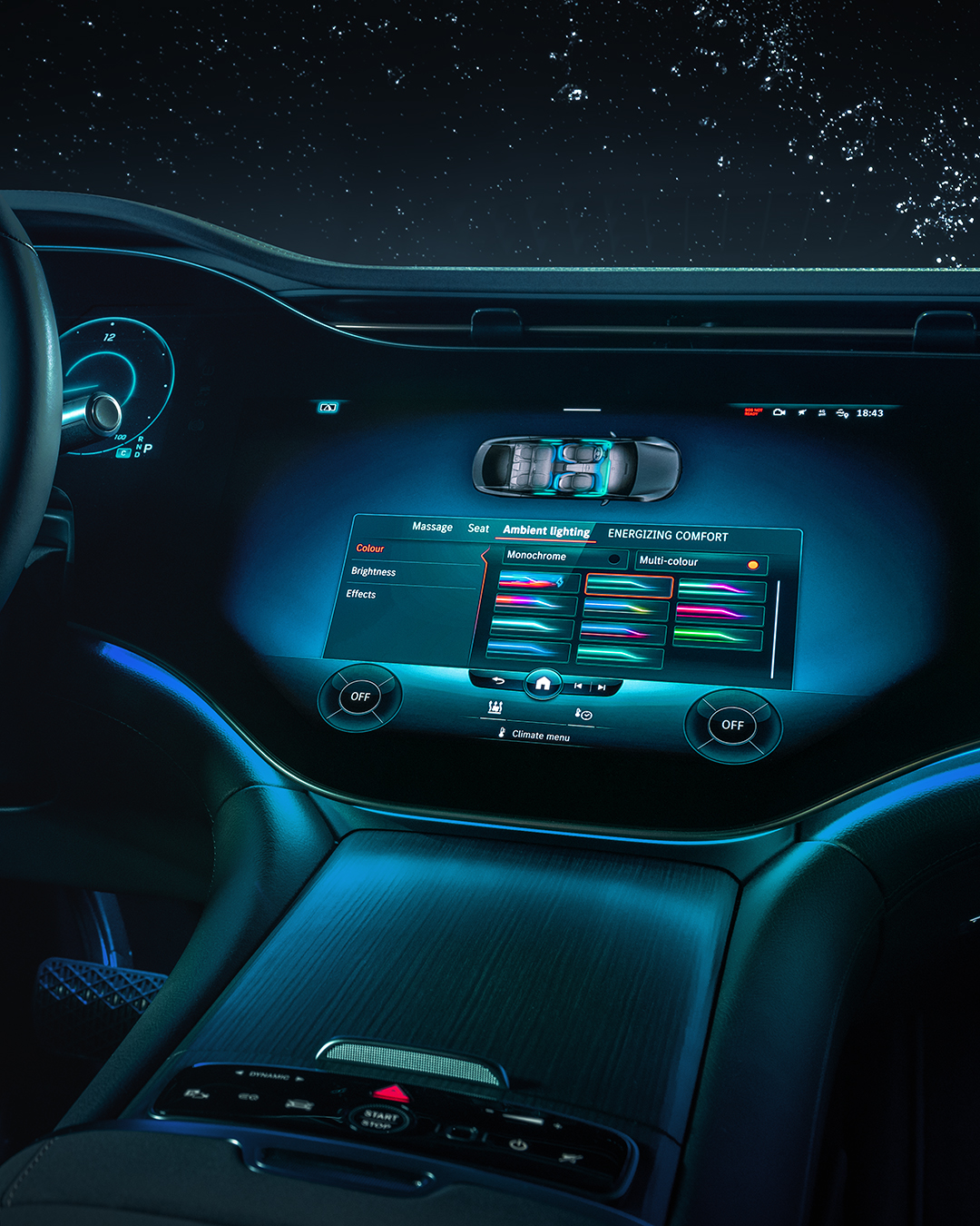 Der Hauptbildschirm des Mercedes EQS